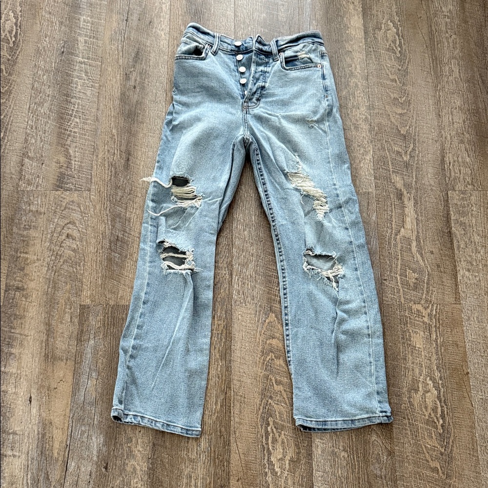 Target Light Blue Distressed Flare Jeans